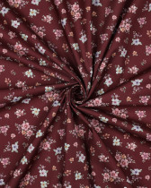 Popeline de Coton Bordeaux Fleurie Romantique