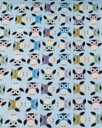 Popeline de Coton Imprimé Hiboux Multicolores - Mercerine