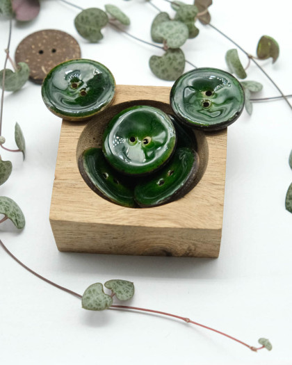 Boutons Vernis Vert Fonce 30mm