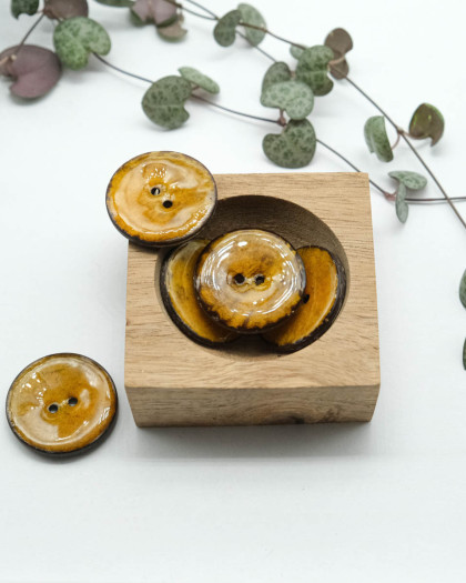 Boutons Vernis Jaune 30mm - Mercerine