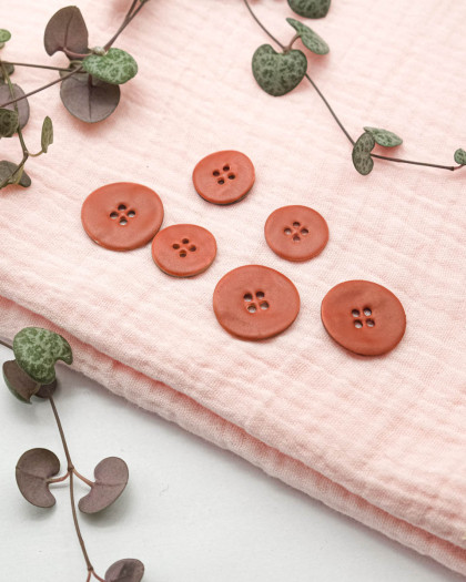 Bouton Nacre Ayoka à Email Mat Terracotta - Mercerine