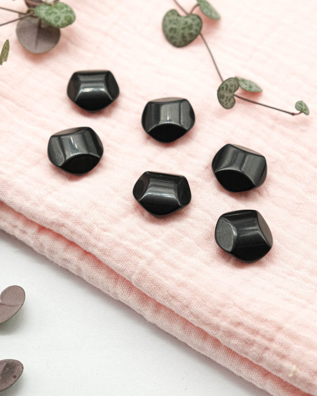 Bouton Biseauté 2 trous Noir - Mercerine