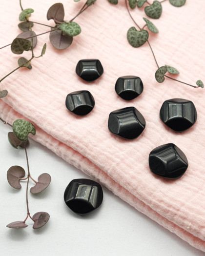 Bouton Biseauté 2 trous Noir - Mercerine
