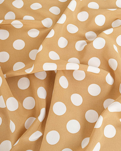 Tissu Crêpe Gros Pois Beige - Mercerine