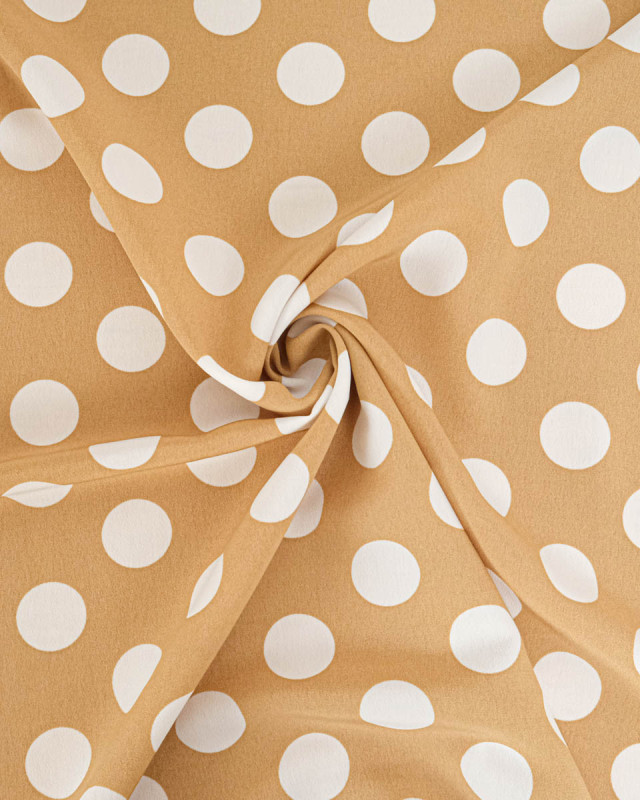 Tissu Crêpe Gros Pois Beige - Mercerine
