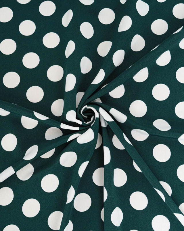 Tissu Crêpe Gros Pois Vert Bouteille Tissu Crêpe Gros Pois Vert Bouteille - Mercerine