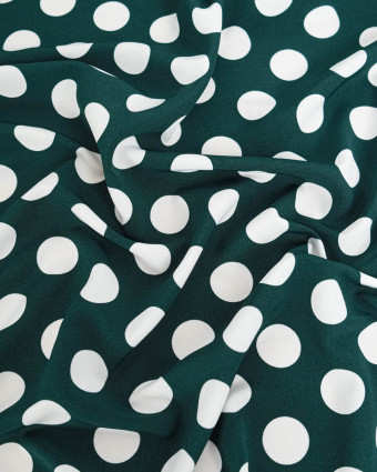 Tissu Crêpe Gros Pois Vert Bouteille - Mercerine