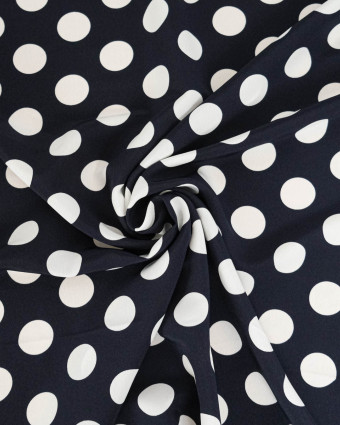 Tissu Crêpe Gros Pois Marine et Blanc Tissu Crêpe Gros Pois Marine et Blanc - Mercerine
