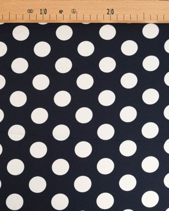 Tissu Crêpe Gros Pois Marine et Blanc Tissu Crêpe Gros Pois Marine et Blanc - Mercerine