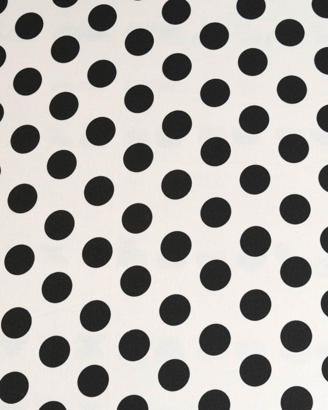 Tissu Crêpe Gros Pois Blanc et Noir Tissu Crêpe Gros Pois Noir et Blanc - Mercerine