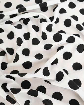 Tissu Crêpe Gros Pois Blanc et Noir - Mercerine