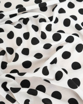 Tissu Crêpe Gros Pois Blanc et Noir