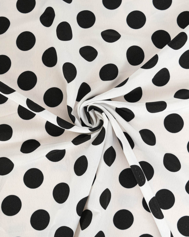 Tissu Crêpe Gros Pois Blanc et Noir Tissu Crêpe Gros Pois Noir et Blanc - Mercerine