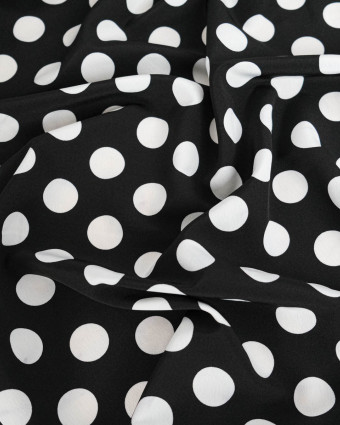Tissu Crêpe Gros Pois Blanc et Noir - Mercerine