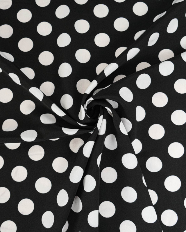 Tissu Crêpe Gros Pois Noir et Blanc Tissu Crêpe Gros Pois Noir et Blanc - Mercerine