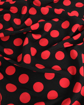 Tissu Crêpe Gros Pois Noir et Rouge