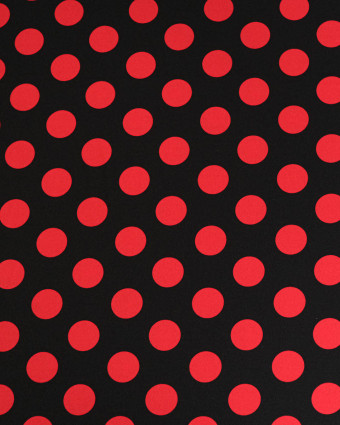 Tissu Crêpe Gros Pois Noir et Rouge Tissu Crêpe Gros Pois Noir et Rouge - Mercerine