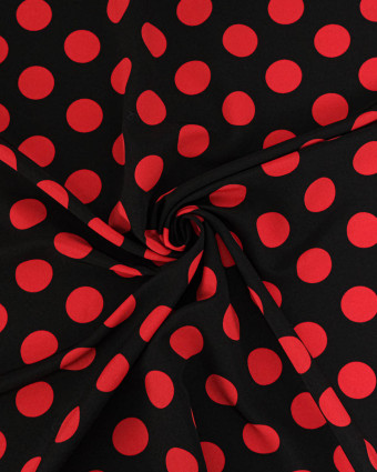 Tissu Crêpe Gros Pois Noir et Rouge Tissu Crêpe Gros Pois Noir et Rouge - Mercerine