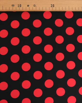 Tissu Crêpe Gros Pois Noir et Rouge Tissu Crêpe Gros Pois Noir et Rouge - Mercerine