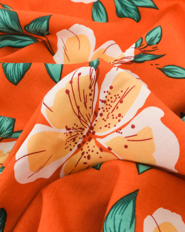 Viscose Orange Hibiscus Flower - Mercerine