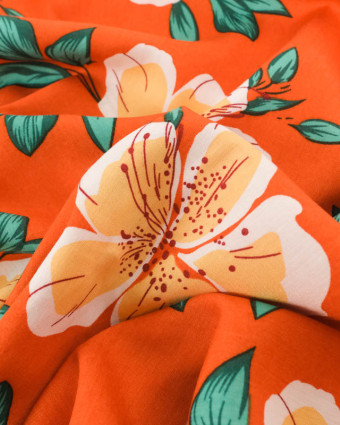 Viscose Orange Hibiscus Flower - Mercerine