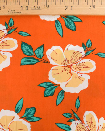 Viscose Orange Hibiscus Flower - Mercerine