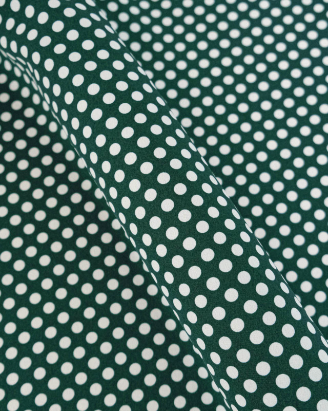 Tissu Crêpe à Pois Vert Bouteille - Mercerine
