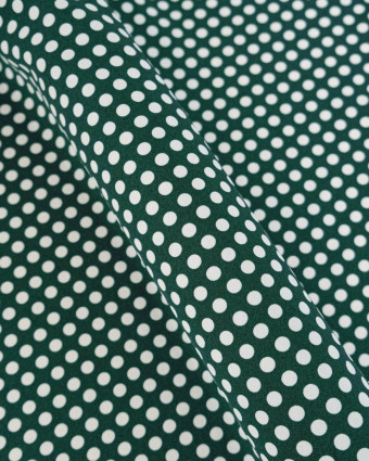 Tissu Crêpe à Pois Vert Bouteille - Mercerine