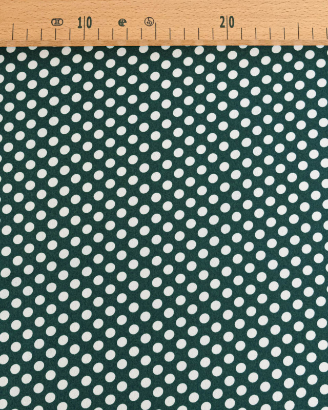 Tissu Crêpe à Pois Vert Bouteille - Mercerine