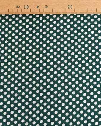 Tissu Crêpe à Pois Vert Bouteille - Mercerine