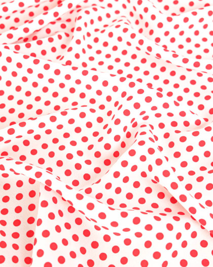 Tissu Crêpe à Pois Blanc et Rouge - Mercerine