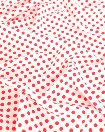 Tissu Crêpe à Pois Blanc et Rouge - Mercerine