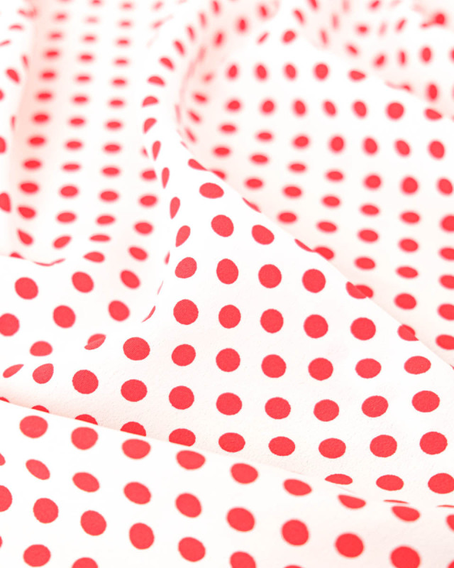 Tissu Crêpe à Pois Blanc et Rouge - Mercerine