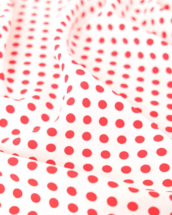Tissu Crêpe à Pois Blanc et Rouge - Mercerine