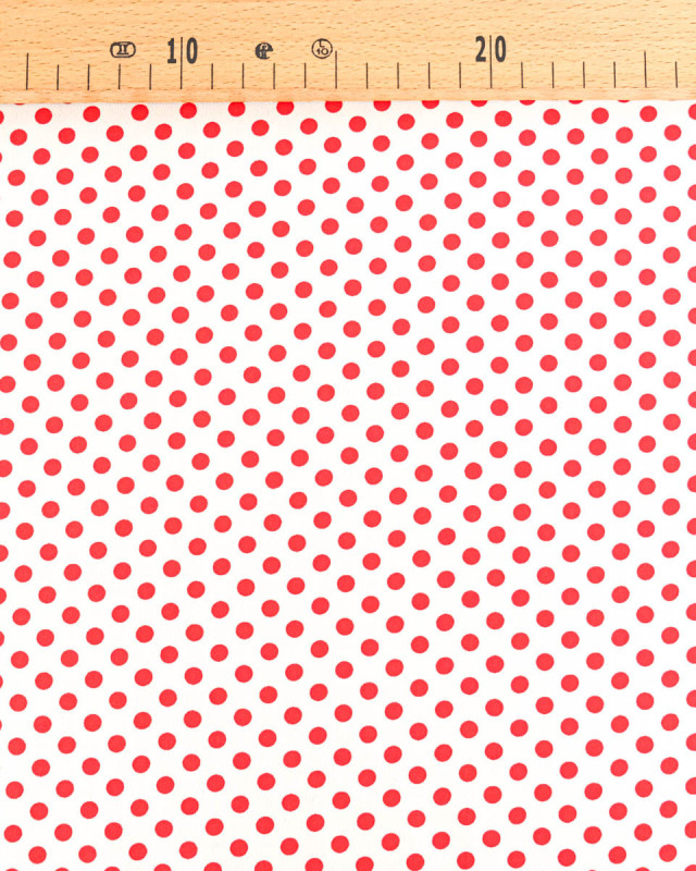Tissu Crêpe à Pois Blanc et Rouge - Mercerine