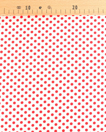 Tissu Crêpe à Pois Blanc et Rouge - Mercerine