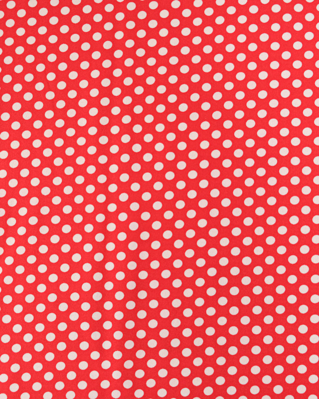 Tissu Crêpe à Pois Rouge et Blanc - Mercerine