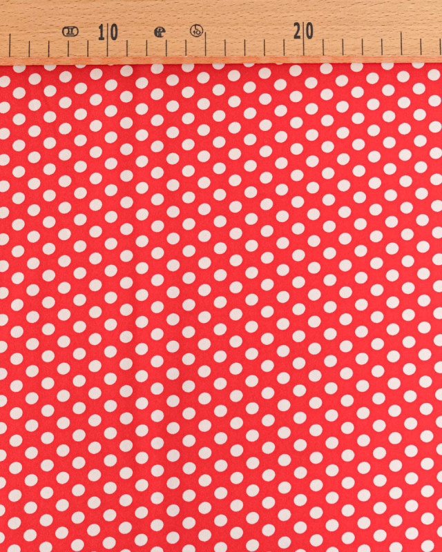 Tissu Crêpe à Pois Rouge et Blanc - Mercerine