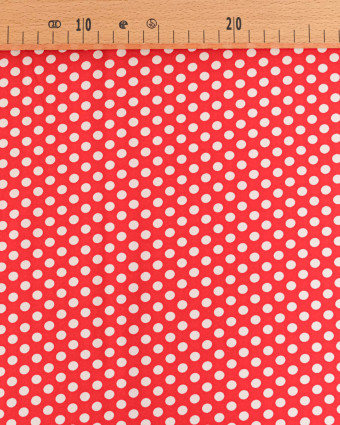 Tissu Crêpe à Pois Rouge et Blanc - Mercerine