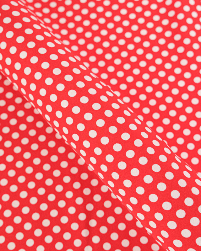 Tissu Crêpe à Pois Rouge et Blanc - Mercerine