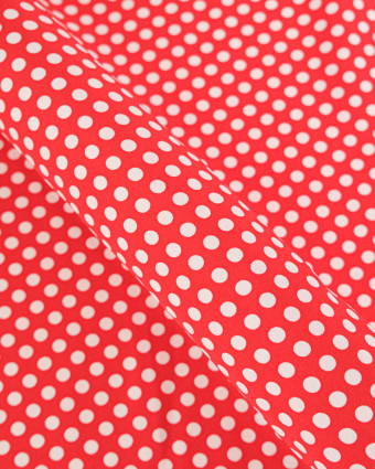 Tissu Crêpe à Pois Rouge et Blanc - Mercerine