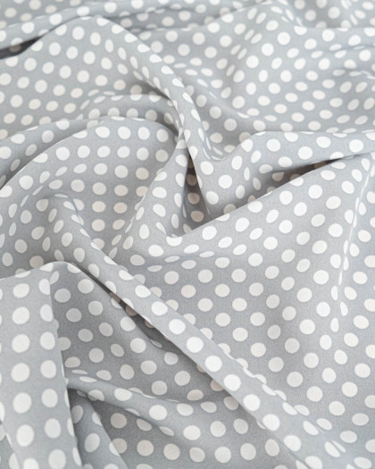Tissu Crêpe à Pois Gris - Mercerine