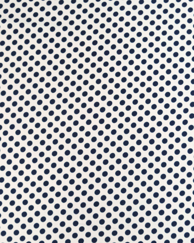 Tissu Crêpe à Pois Bleu Marine - Mercerine