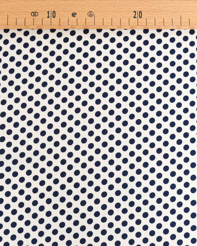Tissu Crêpe à Pois Bleu Marine - Mercerine