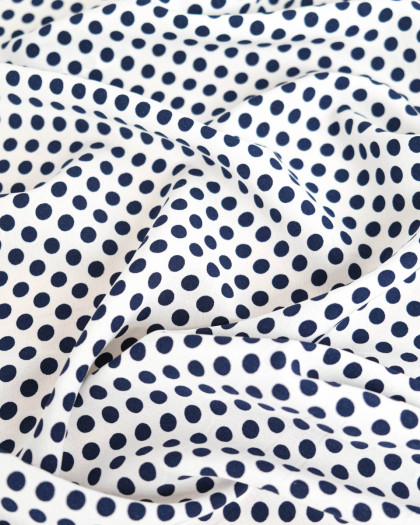 Tissu Crêpe à Pois Bleu Marine - Mercerine