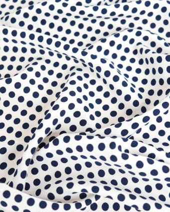 Tissu Crêpe à Pois Bleu Marine - Mercerine