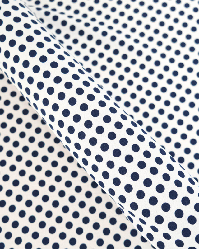 Tissu Crêpe à Pois Bleu Marine - Mercerine