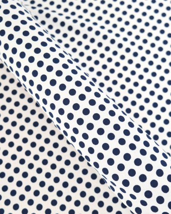 Tissu Crêpe à Pois Bleu Marine - Mercerine