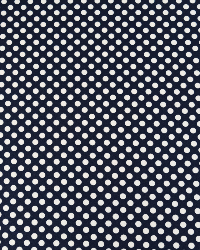 Tissu Crêpe à Pois Blanc et Marine - Mercerine
