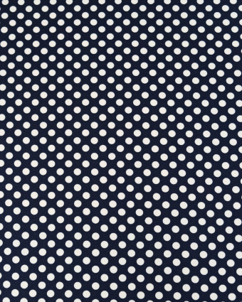 Tissu Crêpe à Pois Blanc et Marine - Mercerine